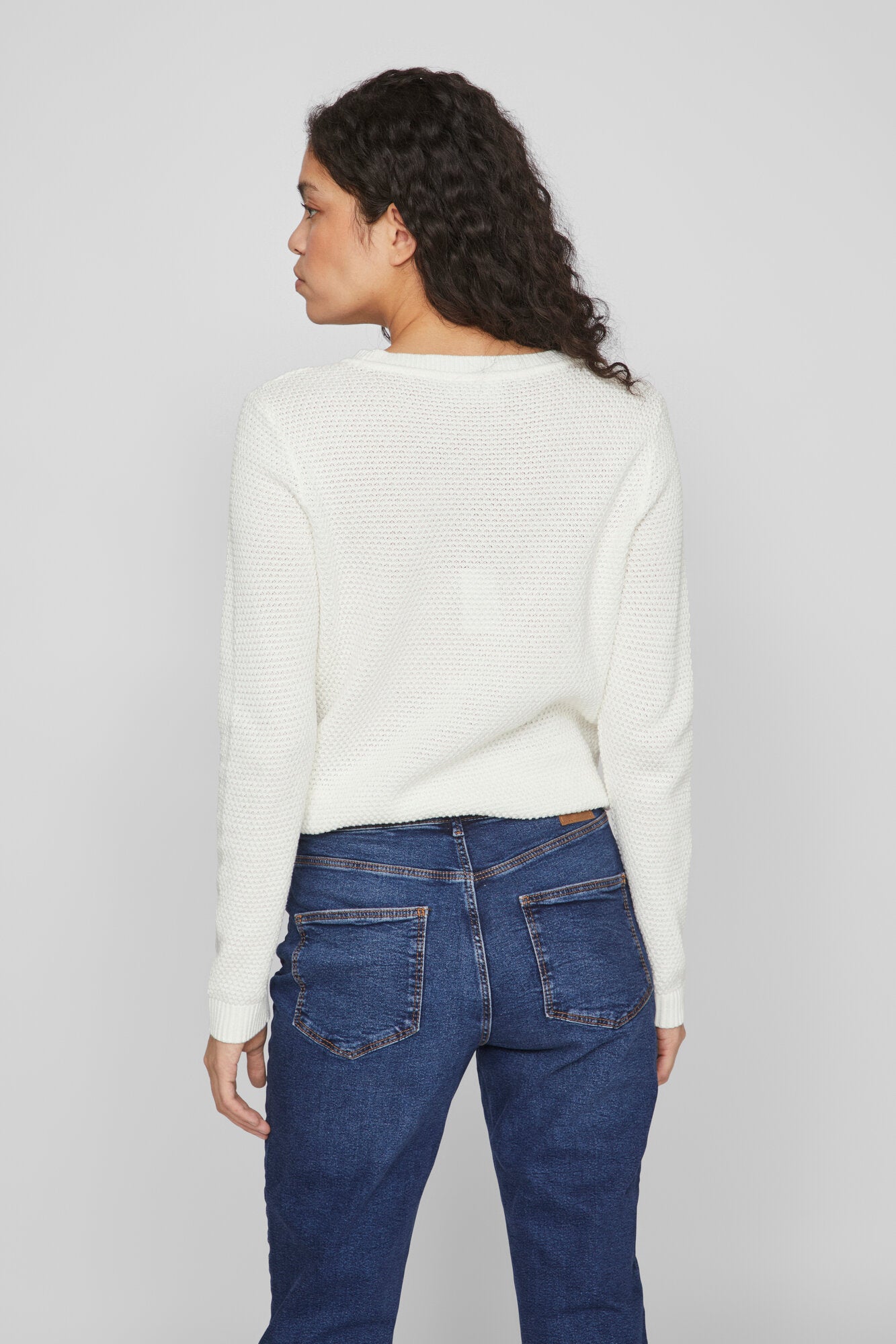 Vidalo o-neck striktrøje - White Alyssum